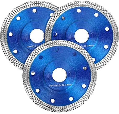 3PCS Diamond Saw Blades 115mm/4.5 Ultra Thin Cutting Disc for Angle Grinder Cutting Porcelain Tiles, 4.5 Wheel Disc Cut on Granite, Marble, Concrete, Tiles, Ceramics (Blue)