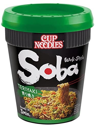 NISSIN Cup Noodles Soba Wok Style Teriyaki Flavoured Instant Noodles, 90 g Pot (Pack of 8)