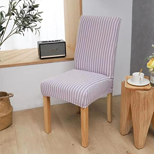 Stripe Dining Chair Covers Washable Stretch Chair Slipcover Removable Chair Protector (Purple)