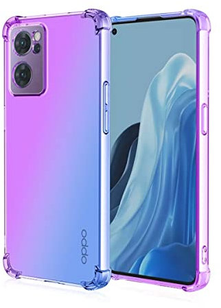HONLEN Hülle für Oppo Find X5 Lite Case, 6.43 Inches Transparent Farbverlauf Design TPU Silicone Handyhülle, Verstärkung mit Vier Ecken Cover Blau Lila