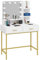 WOLTU Schminktisch mit LED-Beleuchtung, Frisiertisch mit Spiegel, 2 Schubladen und 3 offenen Ablagen, Moderner Kosmetiktisch aus Holzwerkstoff Metall, 90x137x45 cm, Weiß+Gold, MB6090ws