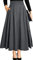 Dunkelgrau Rock Damen Trachtenrock High Waist Midi a Linie Lang Weiter Elegant Trachten Festlicher Maxirock mit Schlitz Taschen Faltenrock Plisseerock Sommerrock Leicht Strandrock S