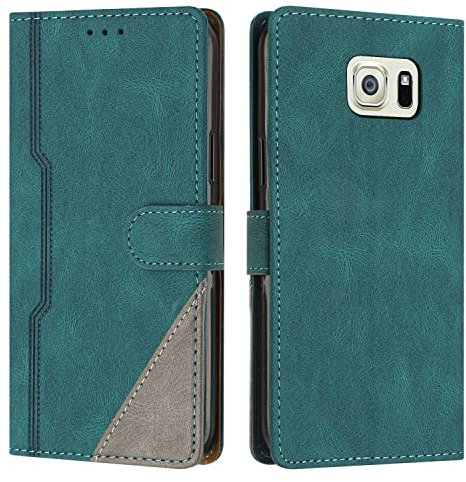 Radoo Kompatibel mit Samsung Galaxy S6 Hülle, PU Leder Handyhülle [Stand Feature] [Kartenfachr] [Magnetic Closure Snap] Schutzhülle Klappbar Flip Case Cover für Samsung Galaxy S6 (Grün)