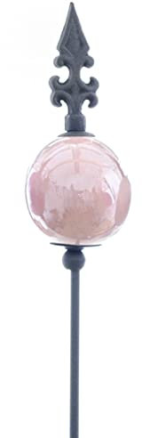 ETC dekorativer ausgefallener Gartenstecker mit farbig glänzender Keramikkugel in Creme rosa oder lila und stilisierter Lilienspitze tolle Gartendeko (rosa)