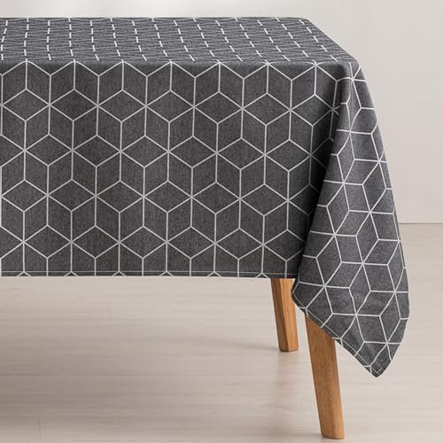 GAMUSI Mantel Antimanchas geométrico Line Antracita 140x100 cm