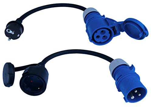 2x ADAPTER CEE 16A/230V Caravan Camping Womo Boot H07RN-F 3x2,5mm² 0,3m