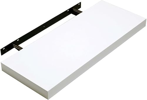 Homme Concept – 80cm High Gloss Floating Shelves, White Wall Shelf with Invisible bracket, Display Shelves for Books, Photos, Ideal Home Decor Accessories for Bedroom, Living Room, Office, Kitchen.
