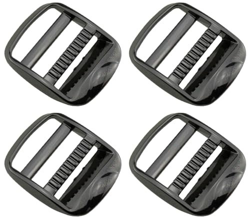 heyous 4PCS Metal Ladder Lock Buckle Slider Adjustable Rucksack Strap Accessory 25MM Gunmetal Zinc Alloy Buckle for Rucksacks Handbags Webbing Pet Collars and Leashes, Gun Black, 3/4''