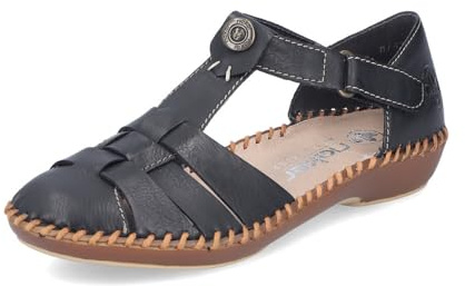Rieker Damen Riemchensandalen M1675, Frauen Sandalen,Sommerschuhe,Freizeitschuhe,offene Schuhe,Strandschuhe,Sandaletten,schwarz (00),38 EU / 5 UK
