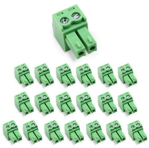 Cermant 20 pezzi 2 pin KF2EDG passo 3,81 mm/0,15 Pluggable PCB angolo vite morsettiera spina connettore presa presa pannello montaggio fai da te