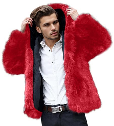 XIAOYUER Wintermantel Herren Pelzmantel Winterjacke Kurze Kunstpelz Mantel Reverskragen Plüsch Strickjacke Warme Felljacke Pelz Jacke Faux Fur Pelzjacke Fellmantel Wolljacken Winterjacke Männer Parka