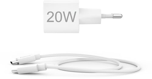 Hama | Cargador Carga rapida 20W (Kit Mini Cargador, con Cable USB-C, 20w, PD, para iPhone) Color Blanco