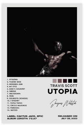 VesFy Travis Poster, Scott Utopia, Albumcover-Poster, 2 Leinwandposter, Wandkunst, Dekordruck, Bild Gemälde für Wohnzimmer, Schlafzimmer, Dekoration, ungerahmt, 40 x 60 cm