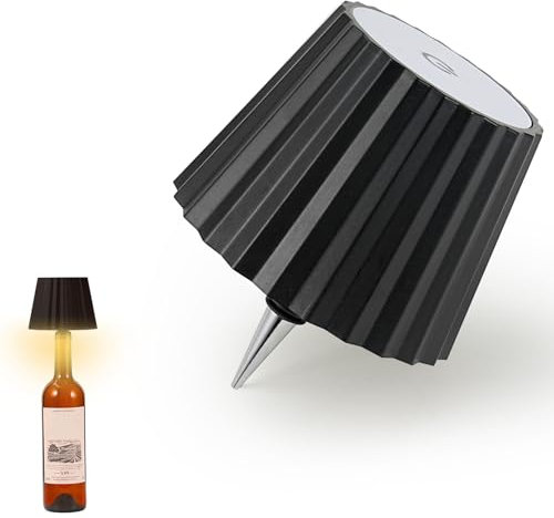 MR.HOKWY Touch Bottle Lamp - 3 Colors Cordless Dimmable Bottle Light for Home, Portable Wireless Lighting, USB Rechargeable Lamp Kit for Party Bar Restaurant, Black