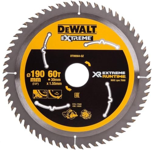 Lame de scie circulaire manuelle, DT99564, XR Extreme Runtime 60Z 190/30mm pour scie circulaire manuelle