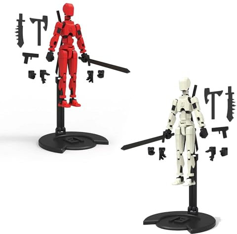 T13 Action Figure, 13 Types Action Figures 3D-Druck von Beweglichen Figuren mit Mehreren Gelenken, Roboter-Actionfigur, Desktop-Dekorationen (Mit 4 Waffen + 3 Handtypen) (B)