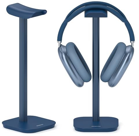 doenci Headset Holder, Headphone Stand for All Over Ear Bluetooth Headphones, Universal Headphone Holder with Weighted Base + Aluminium Tube, Gaming Headset Holder, Desk Accessories (Blue)