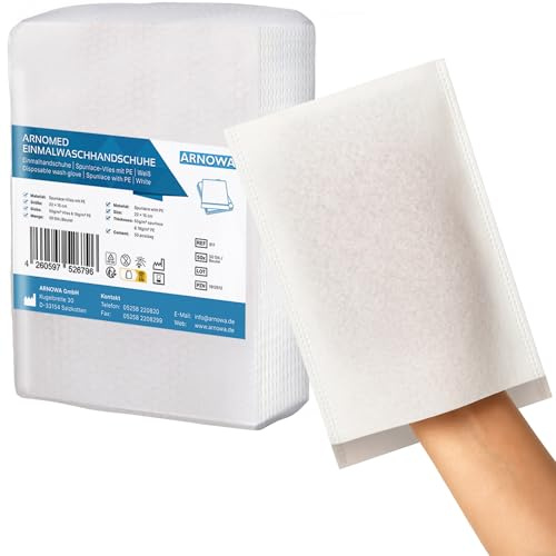 1000x ARNOMED® Einmalwaschlappen Wasserabweisend Vlies, Waschhandschuhe | Einweg Waschlappen Wasserabweisend, Vlies Waschhandschuhe Einweg, Wegwerf Waschlappen für Erwachsene & Babys, Einweg Lappen