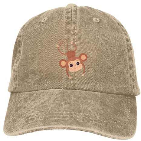 Baseballmütze Niedlicher Affen Handstand Sport Kappe Mit Schweißband Unisex Mütze Gebogen Krempe Baseballkappe Für Herren Damen, Für Mädchen, Frauen, Jungen, 55-59cm