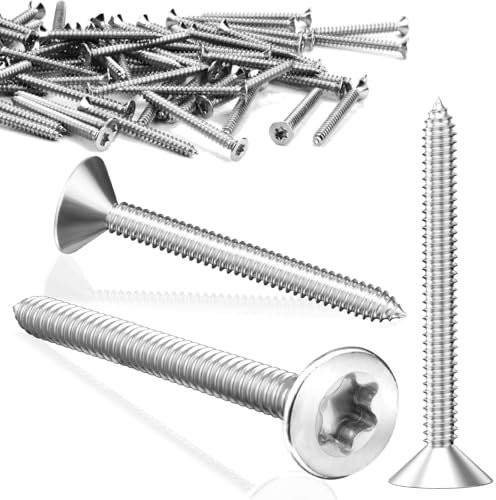 SWTYExt 220 Pièces Vis à Bois Tête Fraisée V2A Vis Inox Torx M4x35 mm Vis Bois Entièrement Fileté Vis Autotaraudeuse Dureté Élevée Vis à Tôle pour Panneaux D'aggloméré