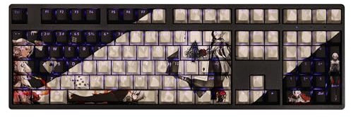 GeRRiT Genshin Impact keycap,Cherry/PBT sublimation anime keycap 108 keys black and white keycaps,Used for ISO/ANSI and other 60% mechanical keyboards - MX poles.(Arlecchino)