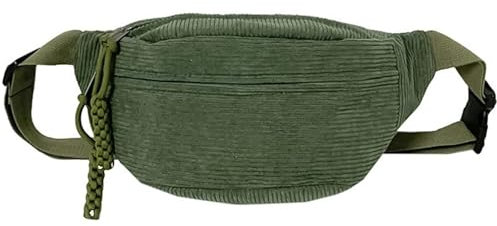 NIEEKRUN Bauchtasche Damen Cord Modische Umhängetasche Cord Unisex Cord Bauchtasche mit Schultergurt Einstellbar für Outdoor-Aktivitäten und Reisen (Grün)