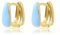 Made by Nami Edelstahl Eckige Ohrringe Gold mit Blauer Vorderseite Sommer Schmuck Damen Wasserfest (Blau)