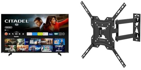 Toshiba 55QF5D63DA QLED 4K Smart Fire TV, TRU Picture, Ultra HD, HDR10, Disney+, Prime & Grifema GB1004 Supporto Tv Parete, Per Tv a Schermo Con Ruotare e Inclinare Supporto Tv