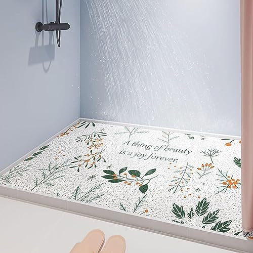Duschmatte, rutschfest, Badematte mit Abfluss, weiche PVC-Luffa-Duschbadematte für Badewanne, schnell trocknende Duschmatte für Badezimmer (120 x 120 cm)