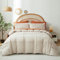 Freyamy Bohemian Bettwäsche 200x220cm 3teilig Beige Getuftet Boho Chic Bettwäsche Gewaschene Microfaser Böhmen Bettwaren-Sets Uni Mädchen Bettbezug mit Reißverschluss und 2 Kissenbezug 80x80cm