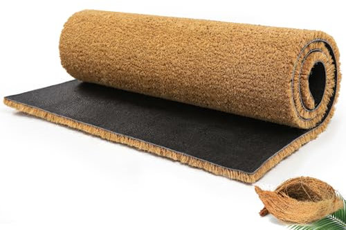 FB FunkyBuys Coir Door Mat - 100% Natural Non-Slip Doormat - Heavy Duty Dirt Trapper Floor Mat - Tough Bristle Coir Matting for Home, Office Entrance (Brown, 40cm x 60cm)