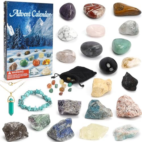 Aitsite Adventskalender Mineralien Edelsteine, 24 Tage Adventskalender National Geographic, Weihnachtskalender Steine Adventskalender Crystals, Edelstein Kalender für Familie Weihnachtsgeschenke