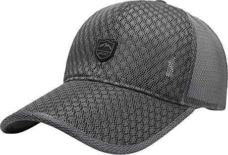 Cappello da baseball da uomo a tesa lunga in rete traspirante con visiera cappello aperto da donna, Grigio scuro, Taglia unica