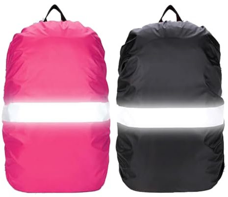 Aililong 2 pezzi parapioggia zaini e zaini, impermeabili, multifunzionali, per campeggio, escursioni, viaggi, colore nero/rosso rosa