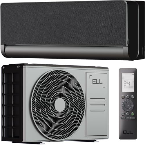 ELL Front Split Klimaanlage 12000 BTU-Kühlung & 13000 BTU-Heizung, 19 dB, leises Wandklimagerät für 110 m², Kühlen A+++/ Heizen A++, Wi-Fi App, Frostschutz, Selbstreinigung & modern, Dunkelgrau