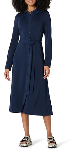 Amazon Essentials Women's Regular-Fit Matte Jersey Midi-Length Dress, Navy, M