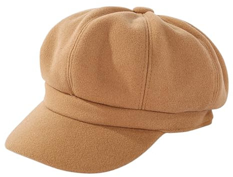 HIQIU Vintage Ballonmütze Damen Schirmmütze - Winter Warme Barett Cap Damen Achteck Newsboy Cap für Herbst Winter (DE/NL/SE/PL, Alphanumerisch, Einheitsgröße, M, Khaki)