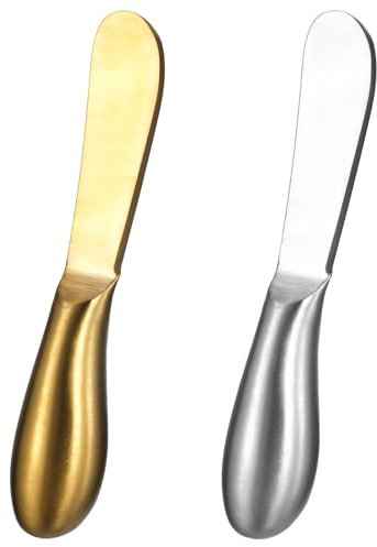 Teaaha 2 Stück Buttermesser Klein, Edelstahl Käsemesser Dessertmesser Set Silber Dessertmesser Brotzeitmesser Set Marmelade Messer Creme Messer für Butter, Käse, Gebäck 13,5 cm (gold,silber)