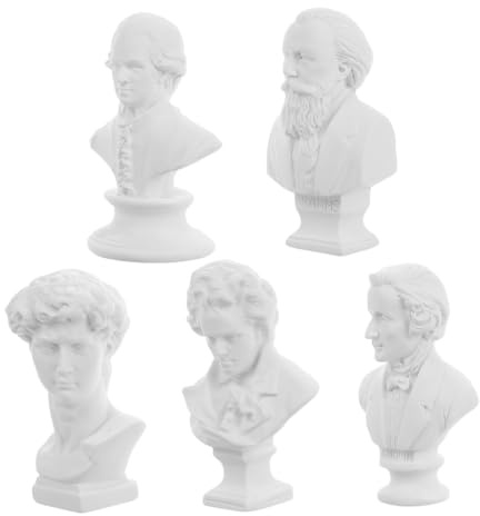 ifundom 5 Stück Miniatur Musiker Büsten Aus Harz Puppenhausstatue Für Regal- Und Desktop-Dekoration Kleine Skulpturen Für Heimdekoration Detaillierte Büsten Figur
