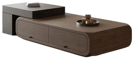 Shihan-2015 Tables Consoles Table Basse Extensible Minimaliste Moderne en Bois de Noyer, Rangement Multifonctionnel, Design Arrondi et Lisse for Les Salons Tables Basses