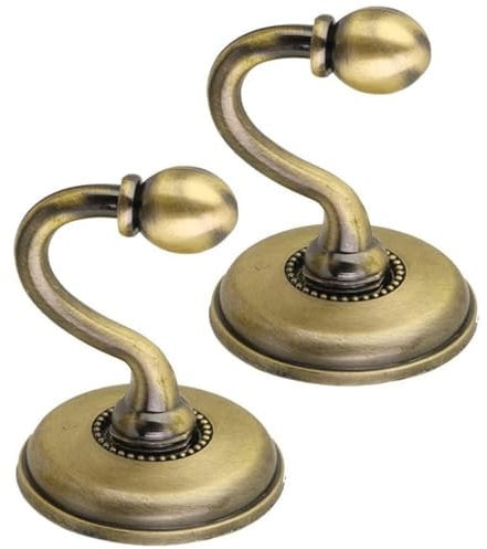2Pcs Vintage Alloy Pommel Curtain Holdbacks Tieback Hooks Door Wall Hat Coat Hangers (Bronze)