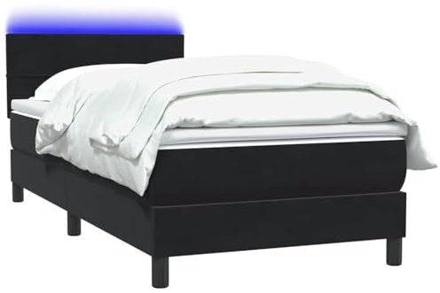 vidaXL Boxspringbett mit Matratze Schwarz 90x220 cm Samt, Bett, Bettrahmen, Einzelbett, Schlafzimmermöbel, Lattenrost, Samtbett, Polsterbett
