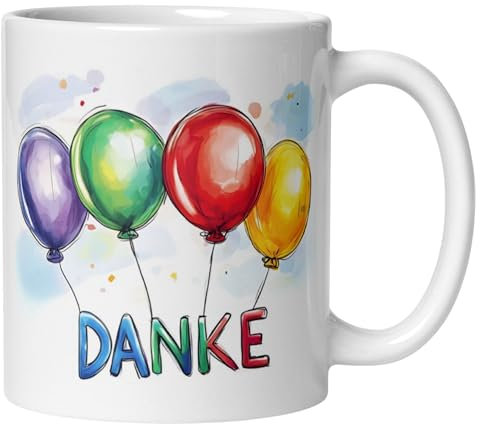 Danke Dankeschön Tasse | DANKE mit bunten Ballons | Danke für Alles Geschenk Tasse mit Spruch | Lieblingsmensch - Herzensmensch | Danksagung Dankesspruch