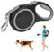 Aomig Rollleine für Hunde Hundeleine für Kleine Große Hunde 360° Verhedderungsfreier Ausziehbar mit Anti-Rutsch-Griff und Schnellbremskno Einziehbar Dog Leash für Training Spaziergänge (Grau-5m-50kg)