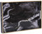 Simmer Stone Decorative Tray, Marbling Plastic With Handles, Rectangular Vanity And Serving For Bathroom, Kitchen, Ottoman And Coffee Table, 15.6” x 10.2” (Marbling Black)