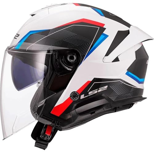 LS2, Jet-Motorradhelm VERSO II AIR White Blue Red, L