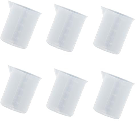 Weilin 6 Pcs Small Measuring Jug Cup, Small Plastic Measuring Jug 100ml, Transparen Ml Measure for Liquid, Plastic Measure Cup for Lab Household Kitchen Cooking Baking Tool
