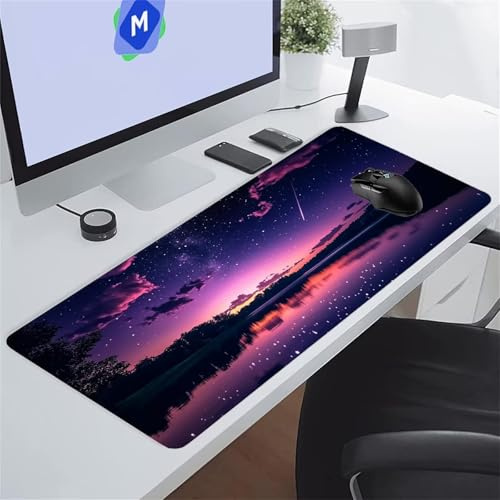 Jiian Gaming Mouse Mat Starry Sky Purple Pink Large Mouse Pad Washable Laptop Desk Pad, Keyboard Pad Large Size, Improved Precision and Speed for Home Office Gamer 800x400x2 mm