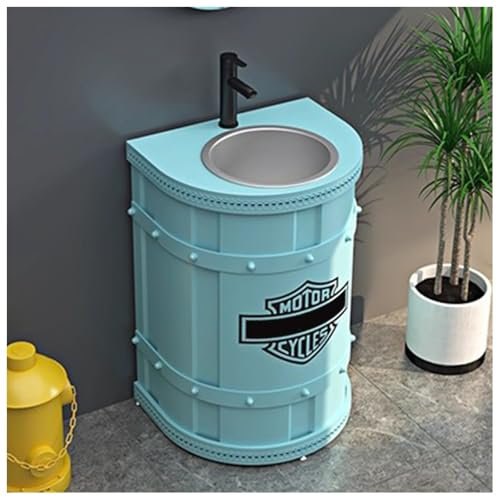 ZTGL Meuble-lavabo de Salle de Bains 58x47x85cm, Meuble de Toilette WC avec Lavabo, Lave Mains Colonne Vasque sur Pied, Industriel Lavabo à Poser Meuble Salle de Bain avec Vasque H, Without Mirror