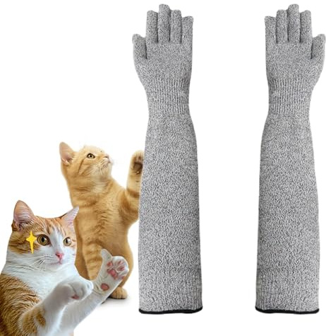 MANON ROSA Ultra-Flexible Pet Handling Sleeves – 15.7” Kevlar Fiber Scratch -Resistant Gloves for Cat Grooming, Nail Trimming & Bathing – Breathable & High Dexterity Arm Protection (1 Pair)
